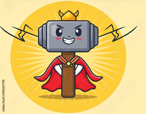 thor's hammer mjolnir emoticonsuper hero Cartoon Vector photo