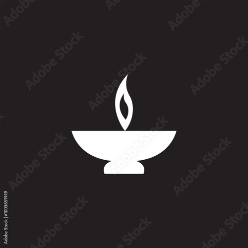 Diwali white icon. Element of World religiosity. isolated on black background. EPS 10/AI