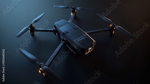 Drone in low polygon on dark background 8k photo