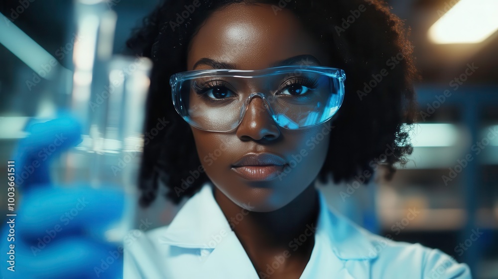 Scientist holding a test tube in a laboratory setting. Scientist holding a test tube in a laboratory setting.