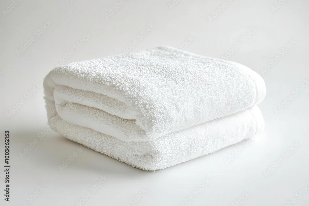 Soft white towels stacked on a neutral background. Soft white towels stacked on a neutral background.