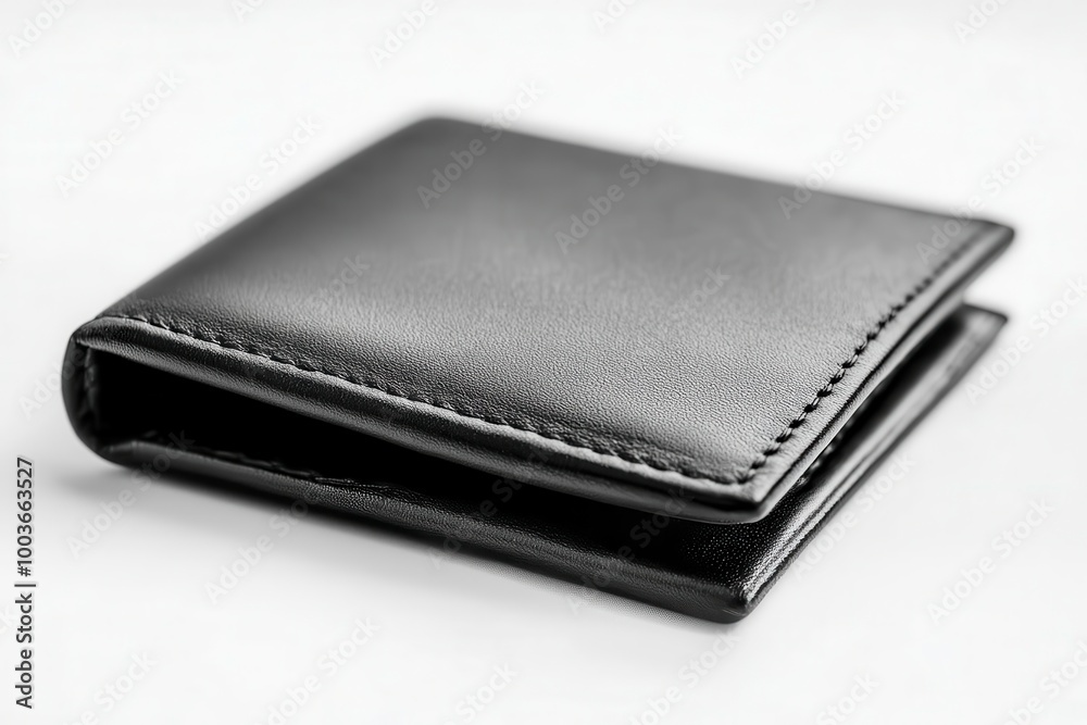 Black leather wallet on a white isolate background. Black leather wallet on a white isolate background.