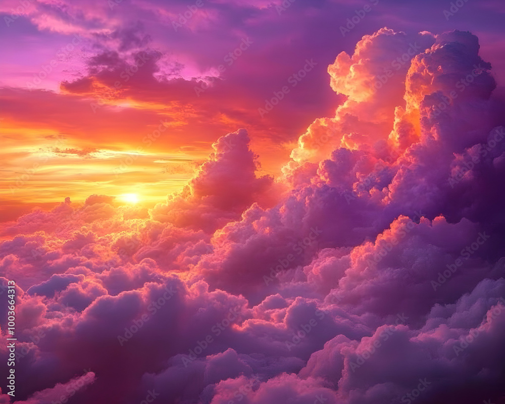 Pink and Orange Sunset Clouds Illustration Pink and Orange Sunset Clouds Illustration