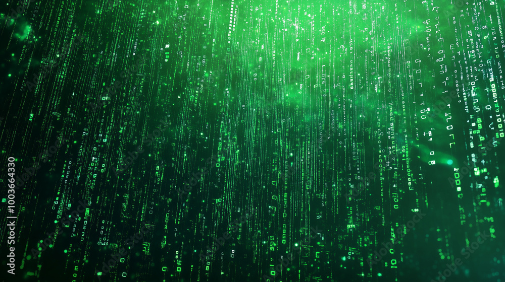 Green digital binary data on computer screen background. Matrix style
Green digital binary data on computer screen background. Matrix style