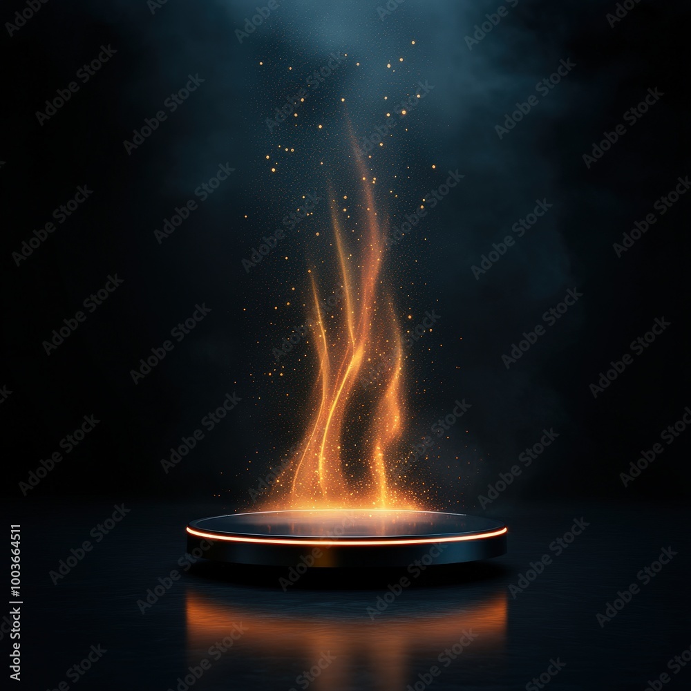 Abstract Flame Podium With Glow Effect. Abstract Flame Podium With Glow Effect.