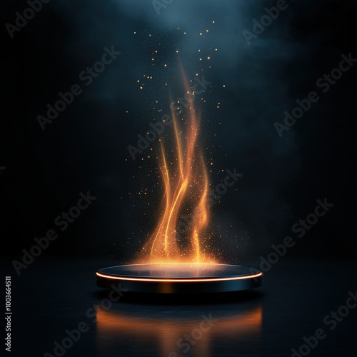 Abstract Flame Podium With Glow Effect.