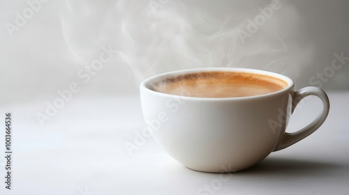 Coffee cup with steam, white isolate background photo