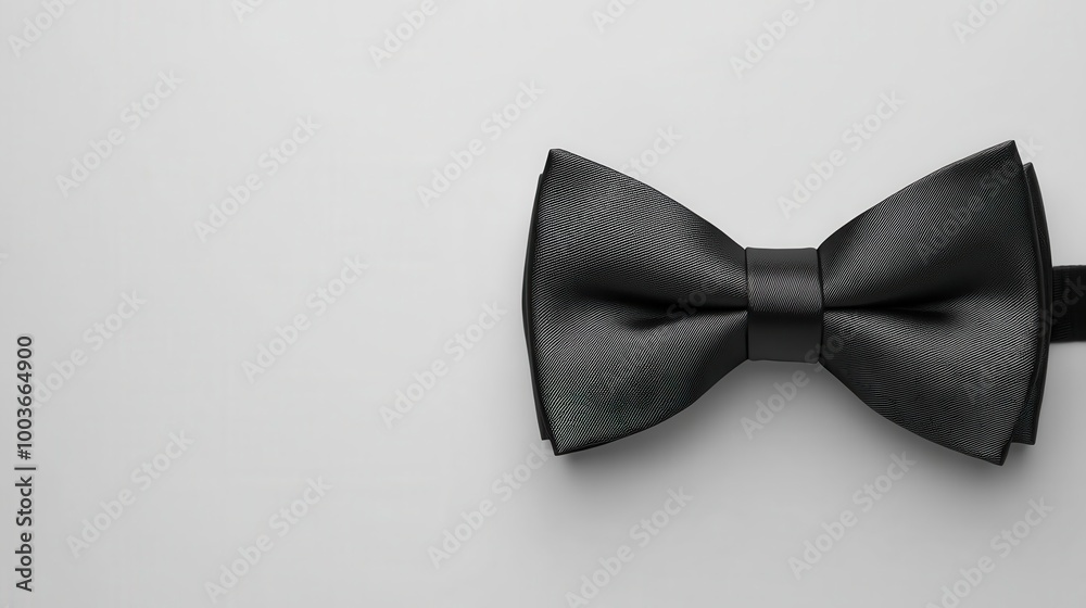 Elegant black bow tie on a gray surface, minimalistic design. Elegant black bow tie on a gray surface, minimalistic design.