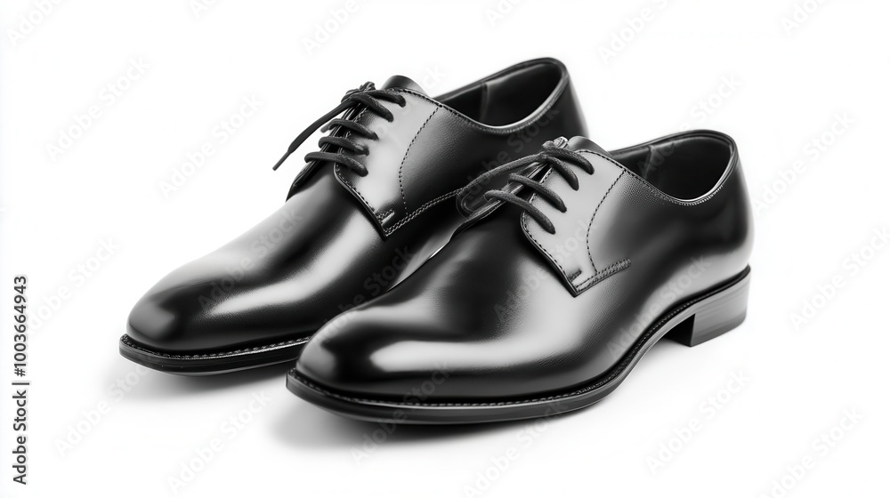 Elegant black dress shoes on a white isolated background. Elegant black dress shoes on a white isolated background.