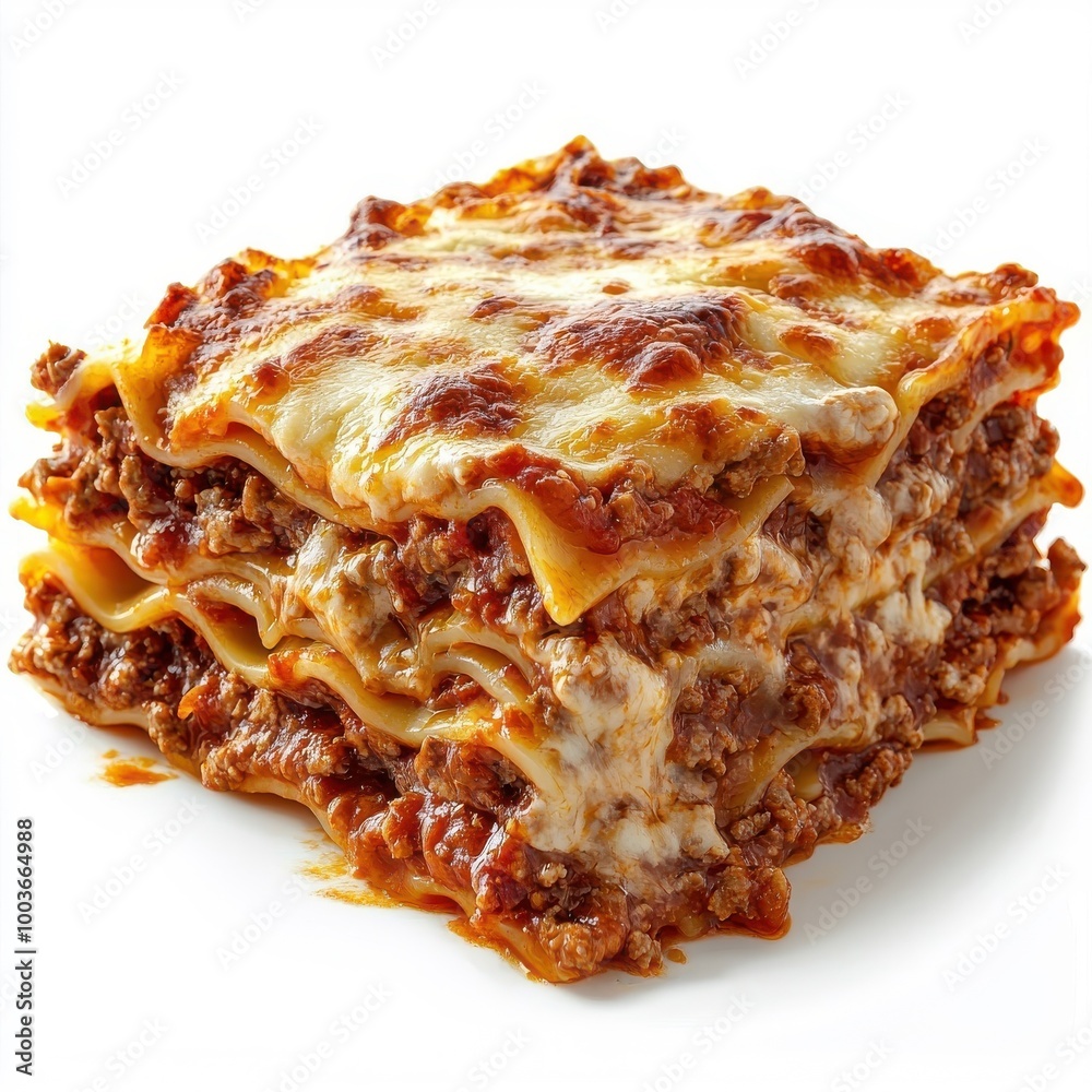 Oozing sauce over the lasagna, isolated on a white background, tempting and appetizing appearance. Oozing sauce over the lasagna, isolated on a white background, tempting and appetizing appearance.