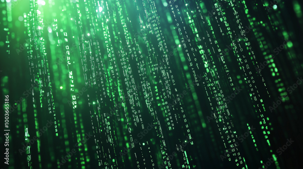 Green digital binary data on computer screen background. Matrix style
Green digital binary data on computer screen background. Matrix style