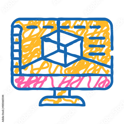 3d software doodle icon sketch vector. 3d software sign. isolated symbol illustration photo