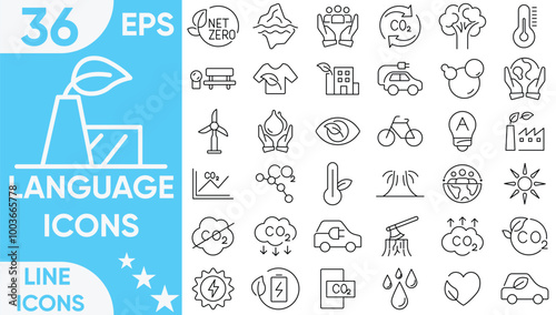 Net Zero Line Icons Vector And Illustrator