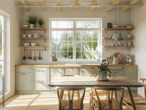 Wallpaper Mural Home cottagecore style interior mockup, a kitchen with a homely, rural charm Torontodigital.ca