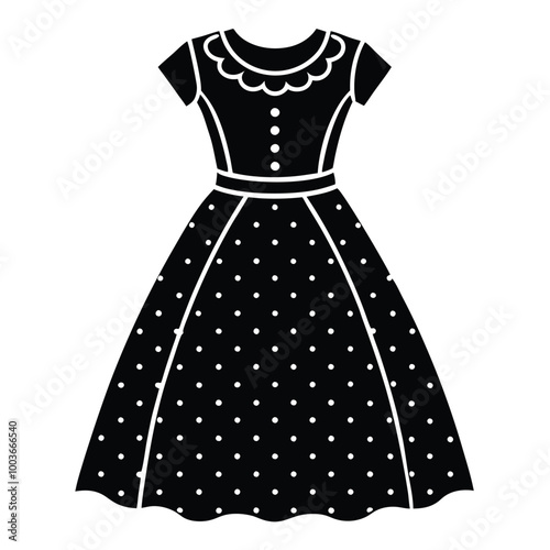 This charming vintage polka dot eyelet baby girls dress silhouette vector art design is perfect for kids' fashion projects. Capture the playful essence of childhood with this delightful illustration.