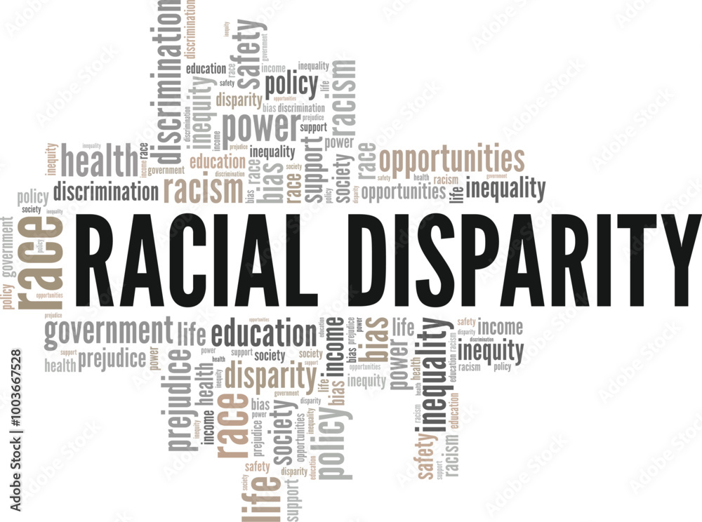 Racial Disparity word cloud conceptual design isolated on white background. Racial Disparity word cloud conceptual design isolated on white background.