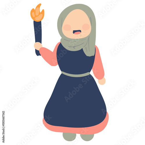 Islamic Girl Character Illustration
