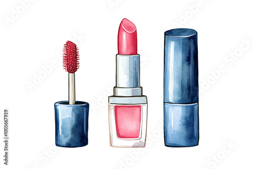 set of cosmetics - lip gloss, perfume and cream tube.  illustration for your design, cosmetic banners, brochures and promotional items.