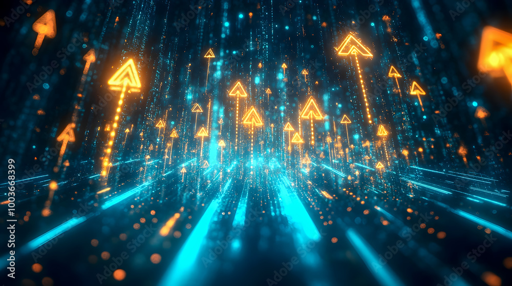 Obraz premium Dynamic Arrow Patterns in Abstract Digital Space