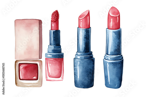 Red lipstick clipart, isolated illustration.
