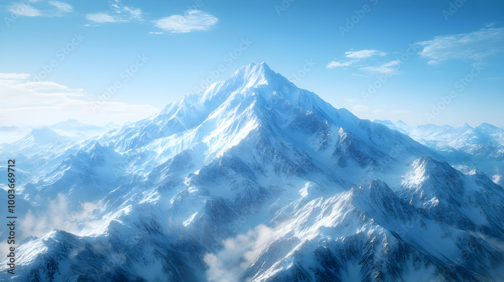 Snowy Mountain Peak 3D Illustration