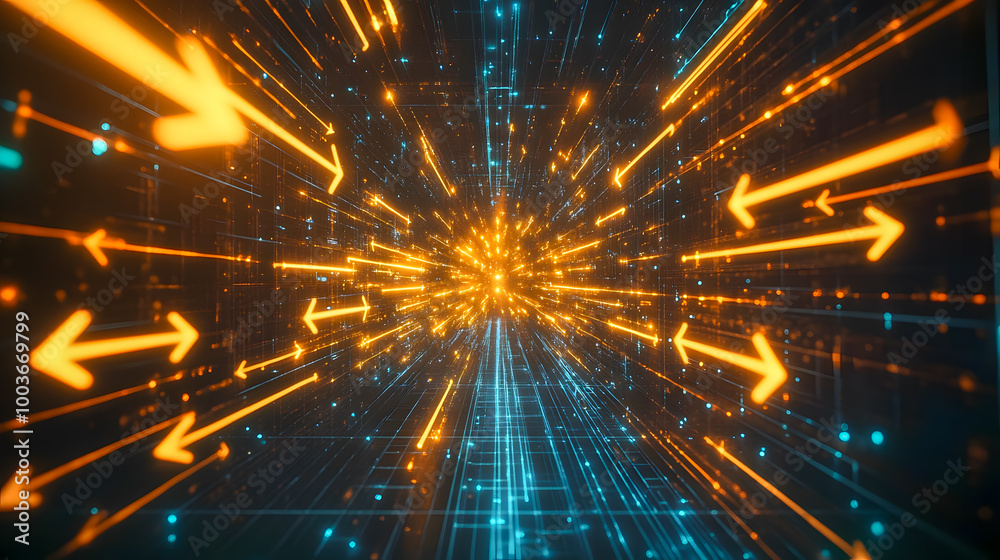 Fototapeta premium Dynamic Futuristic Motion with Light and Arrows