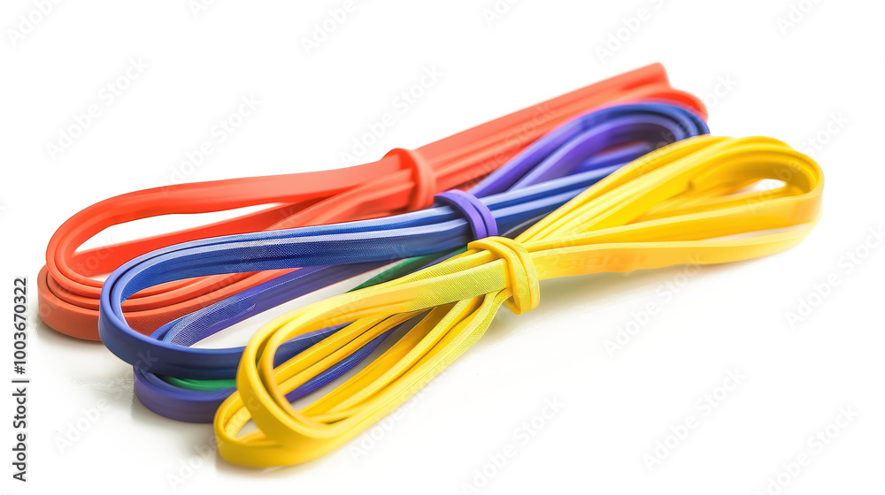 Resistance bands for strength training on isolated white background without shadows. --ar 16:9 --v 6 Job ID: 2dccd264-e87c-4312-85d0-848879670b8d Resistance bands for strength training on isolated white background without shadows. --ar 16:9 --v 6 Job ID: 2dccd264-e87c-4312-85d0-848879670b8d