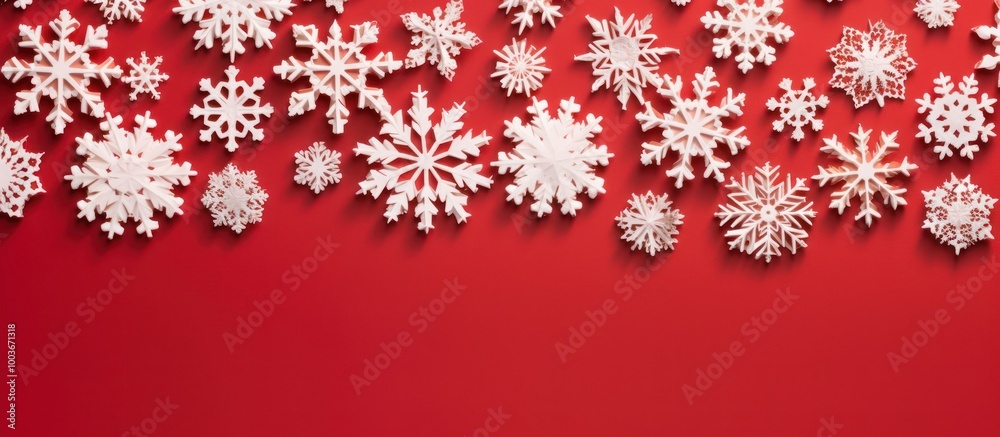 White Snowflakes on Red Background White Snowflakes on Red Background
