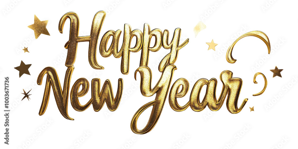 Happy new year text design with golden stars. Happy new year text design with golden stars.