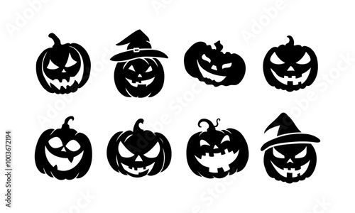 Set of Halloween Pumpkins Silhouette 