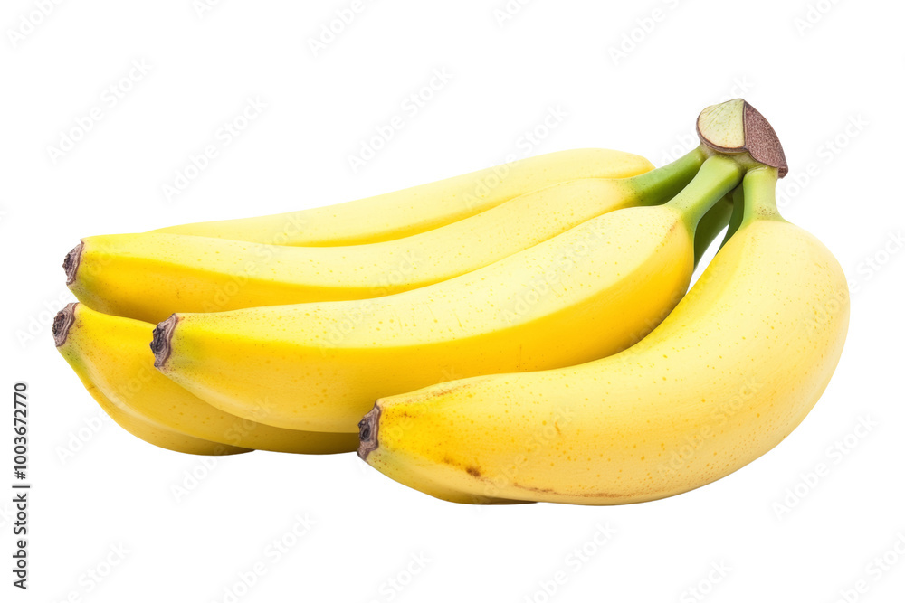 Bunch of ripe bananas with green stems ,Isolated on transparent background Bunch of ripe bananas with green stems ,Isolated on transparent background
