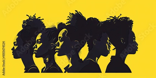 T-shirt design of an Afro-descendant woman's face in profile with the colors green, orange and green isolated on black. Vector illustration for black history month. T-shirt design