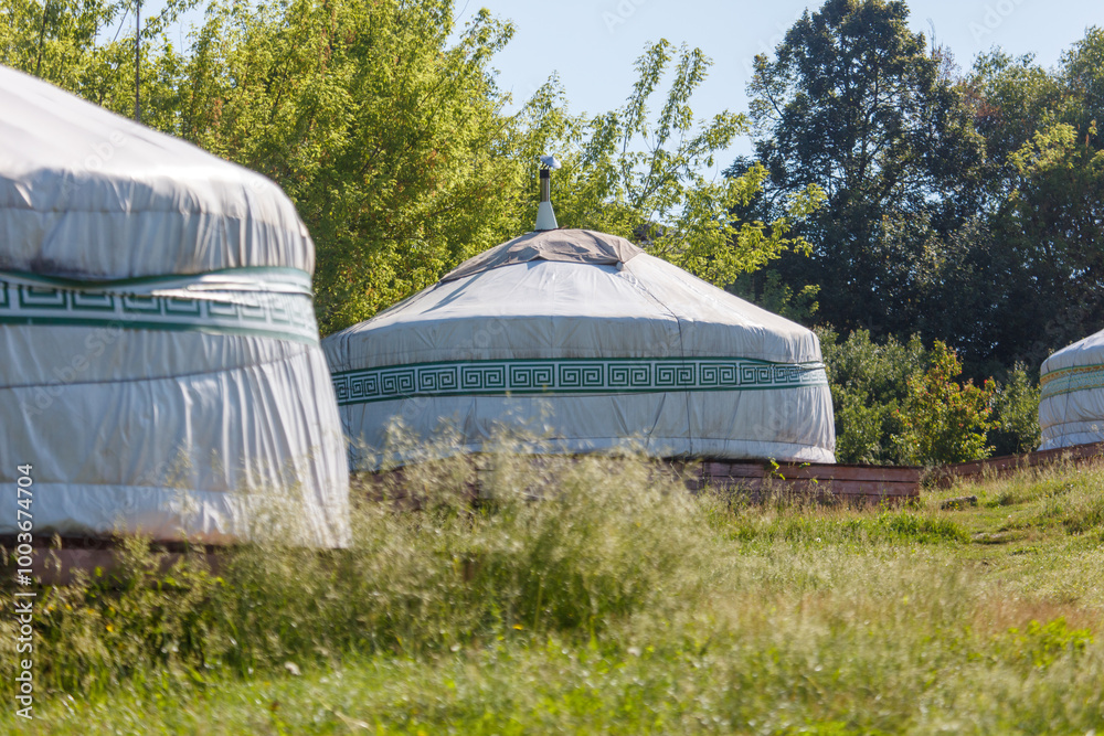 Yurt stands in the steppe. Home of nomads Yurt stands in the steppe. Home of nomads
