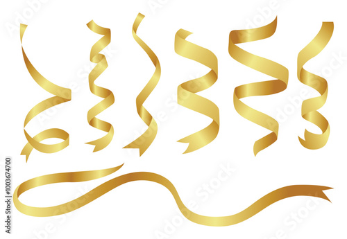 Gold ribbon vector, clipart decoration illustration, banner