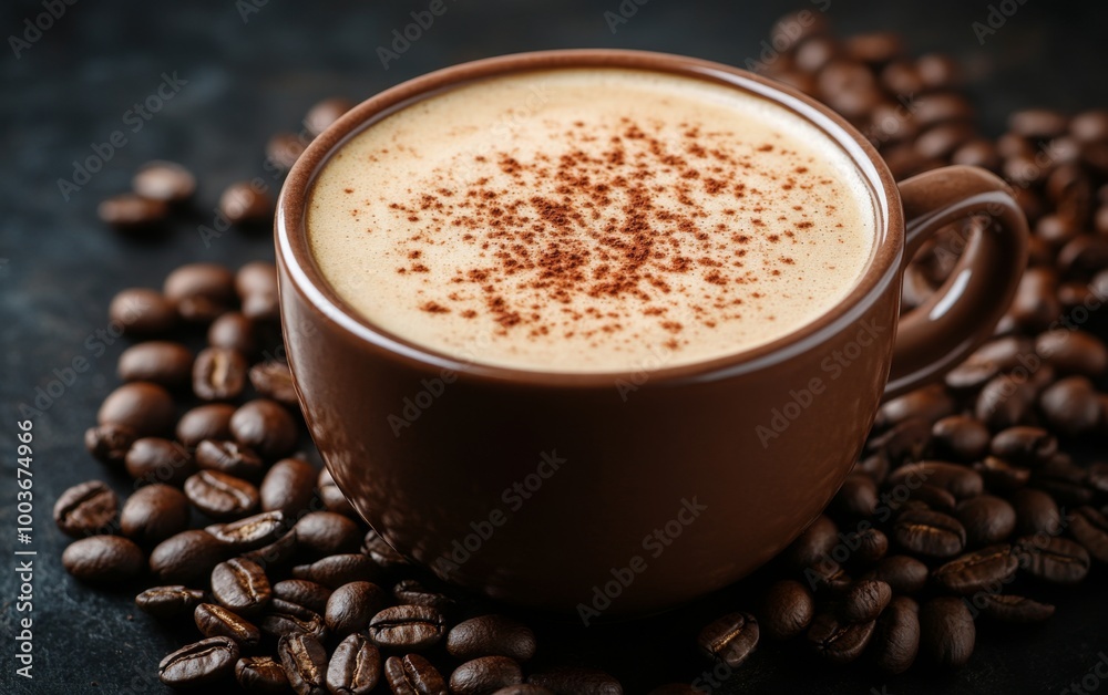 Coffee Cup with Beans and Froth Art Coffee Cup with Beans and Froth Art