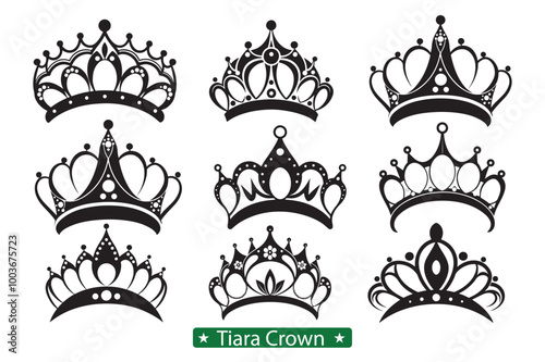 Tiara Crown Silhouette Vector Design , Queen and Princess SVG for Merch
