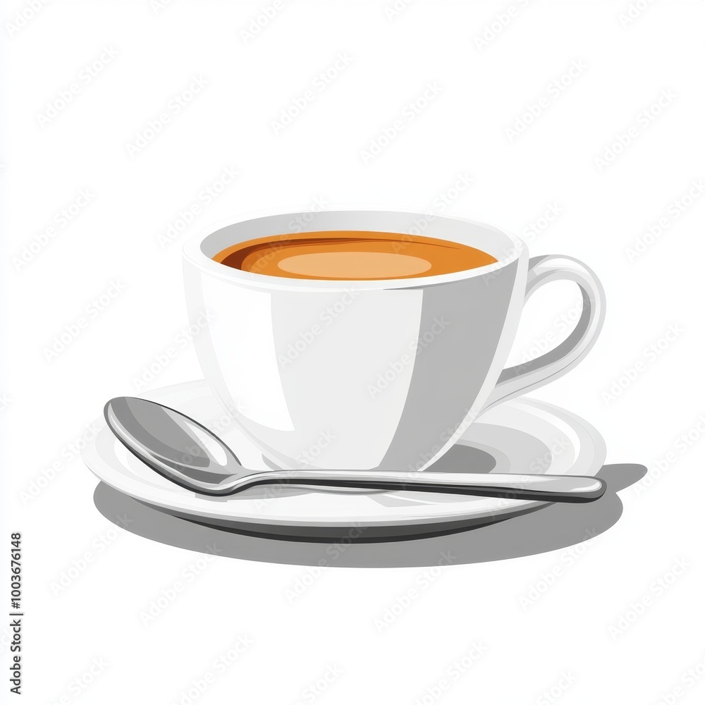 Coffee Cup with Saucer and Spoon Illustration Coffee Cup with Saucer and Spoon Illustration