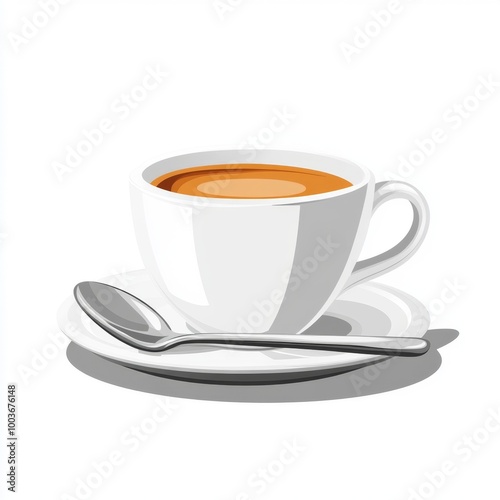 Coffee Cup with Saucer and Spoon Illustration