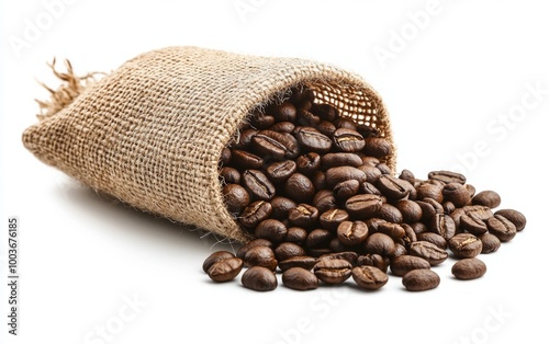 Burlap Sack of Roasted Coffee Beans