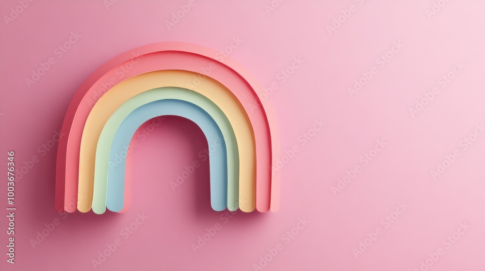 Paper cutout rainbow delicately pinned on a neutral background giving a soft and creative atmosphere Paper cutout rainbow delicately pinned on a neutral background giving a soft and creative atmosphere