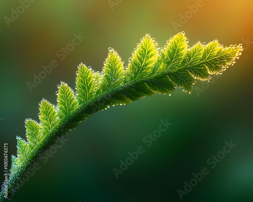 Fern Leaf with Dew Drops - Macro Photography