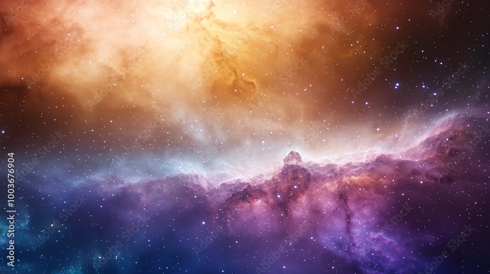 Fototapeta premium Cosmic nebula with vibrant colors and scattered stars.