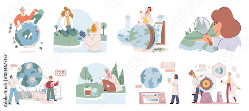 Scientific research. Vector illustration. Scientific experiments aim to test specific hypotheses and gather empirical evidence Tests conducted during scientific research provide crucial data