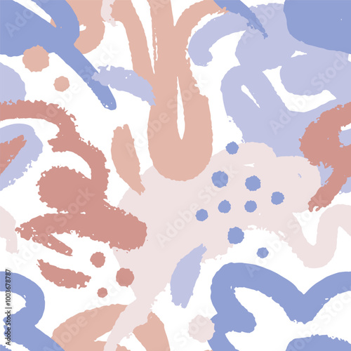Seamless abstract art pattern, random brush strokes and splashes. Creative mo...