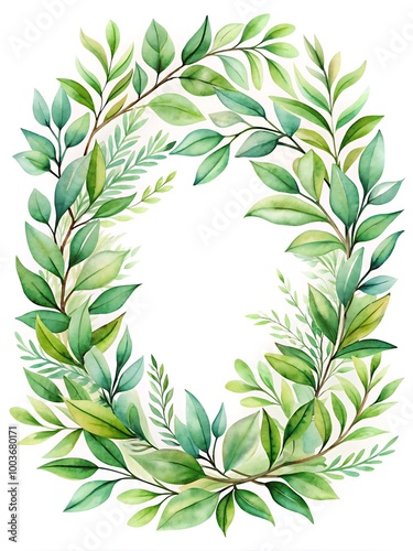 Watercolor Green Branches Card. Vector Card with Green Leaves. Elegant Branches Watercolor. Green Branch Design Template. Watercolor Leaves Card Art.
