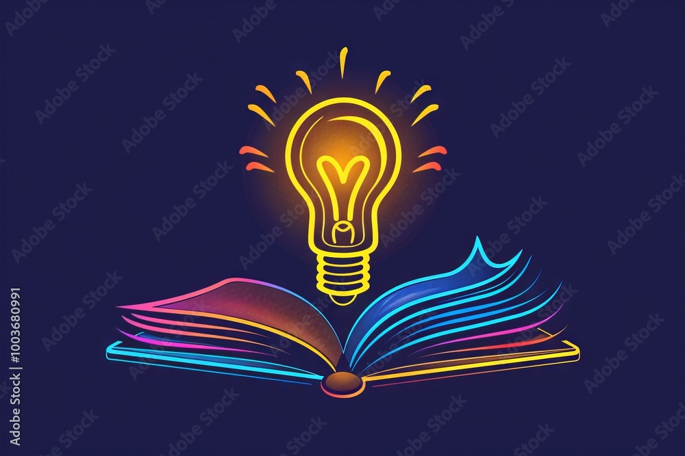 Stylized education logo with a light bulb and book. Stylized education logo with a light bulb and book.
