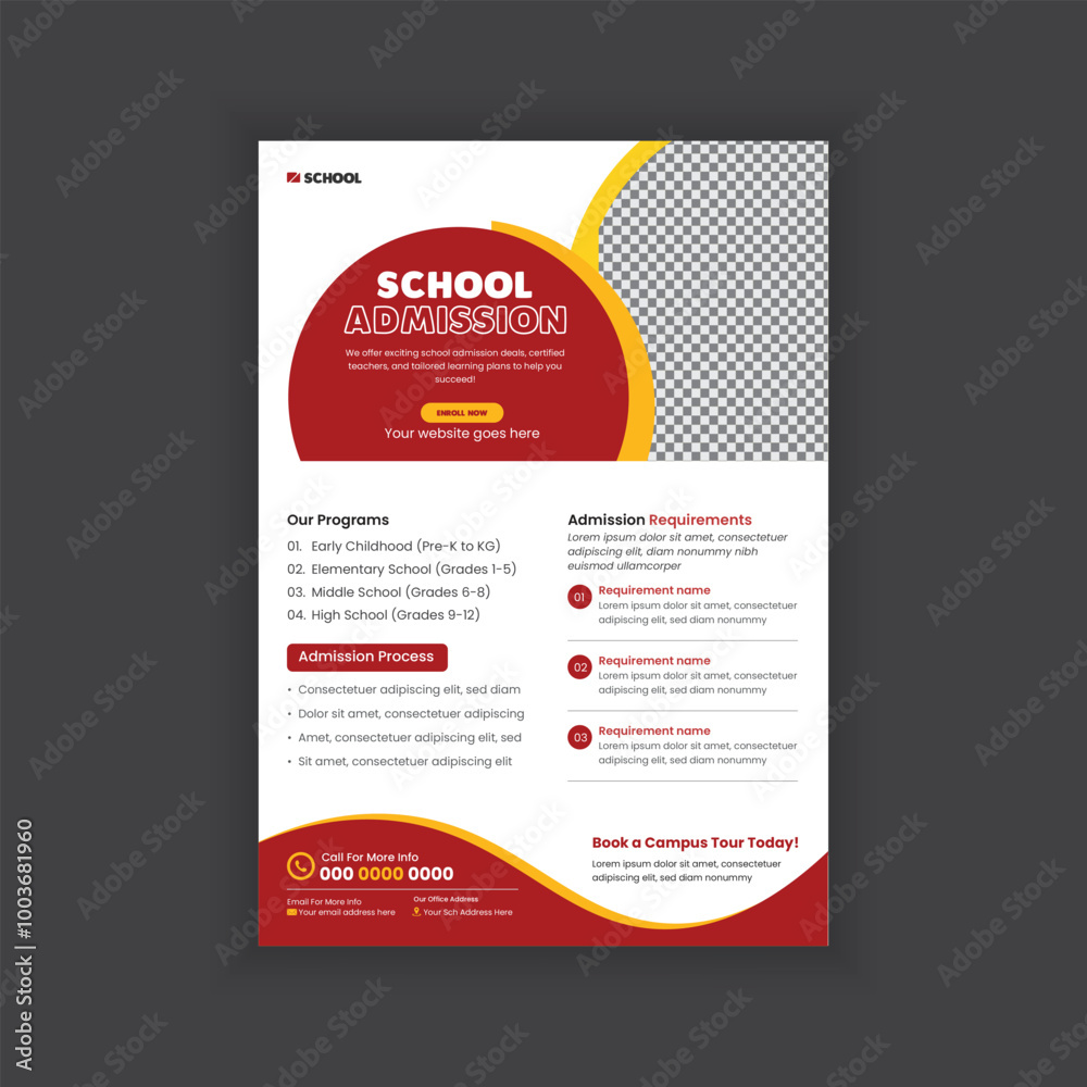 School admission flyer design and back-to-school Modern Poster, leaflet template School admission flyer design and back-to-school Modern Poster, leaflet template