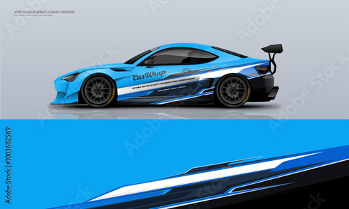 Blue sporty Racing Car wrap livery design