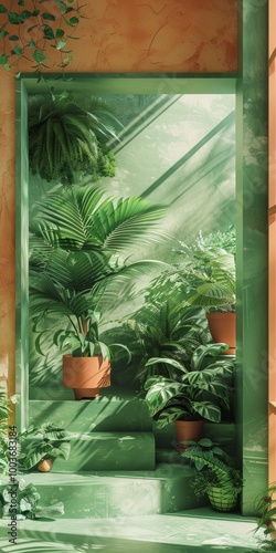 Surrealistic plant decor adding depth to artistic compositions photo