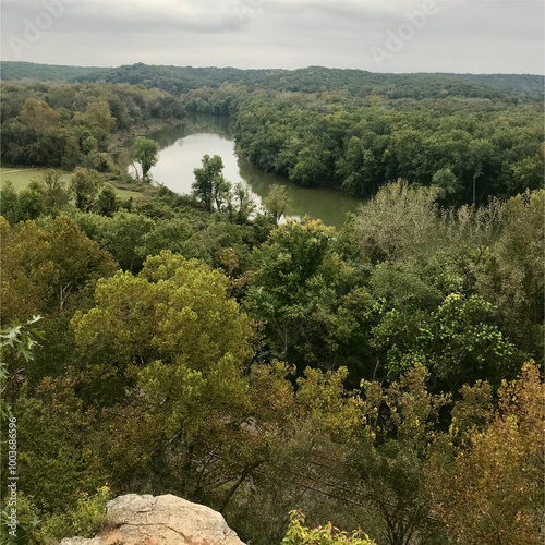 Meramec River, Missouri, Aerial View of water and trees, Missouri photo